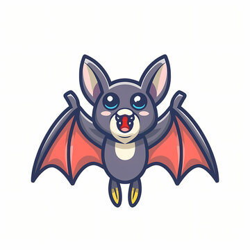 Cartoonish emblem of a vector adorable bat cartoon, animal nature icon isolated premium.