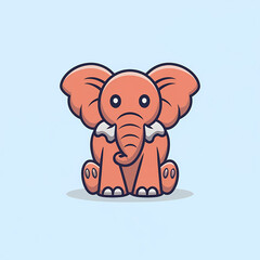 Cartoonish logo of a vector endearing elephant, animal nature icon isolated premium.