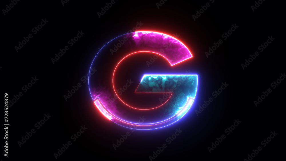 Wall mural glowing neon blue and purple alphabet 