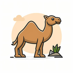 Elegant symbol of a vector endearing camel cartoon, animal nature icon isolated premium.