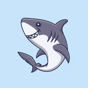 Flat design of a vector delightful shark cartoon, animal nature icon isolated premium.
