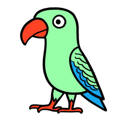 cartoon parrot on white