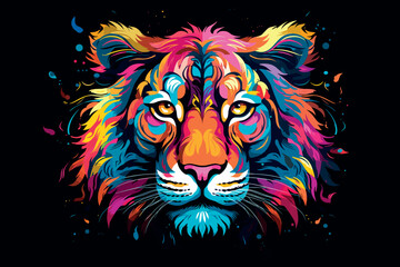 colorful lion animal portrait vector illustration