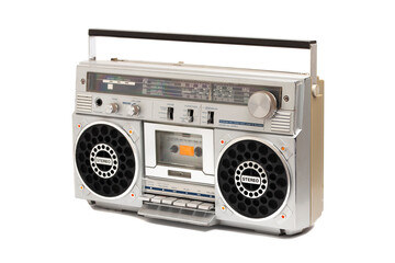 Retro ghetto radio boom box cassette recorder from 80s.