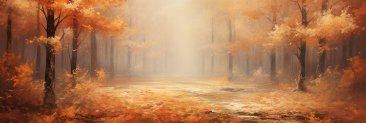 Autumn landscape. Panoramic view. Digital art.