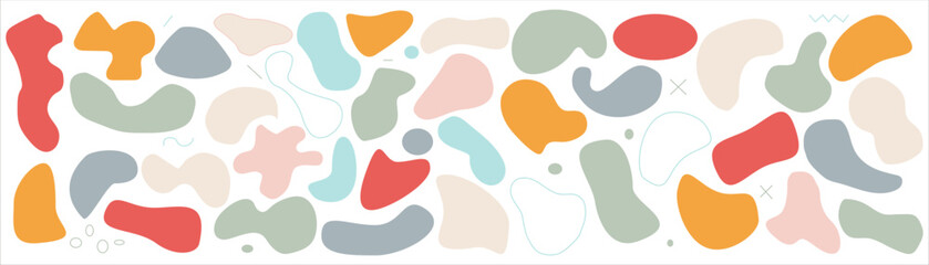 Abstract blotch shape. Random abstract liquid organic black irregular blotch shapes. Set of modern graphic elements. Liquid shape elements. Fluid dynamical colored forms banner