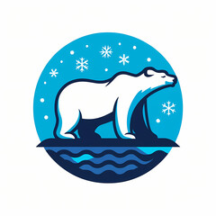Whimsical symbol of vector polar bear design, arctic and powerful.
