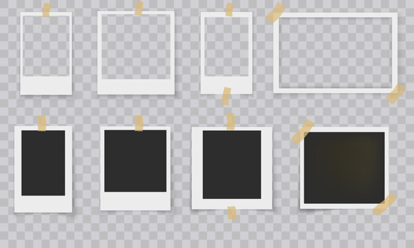 Vector photo Frames: Realistic Photo Templates with Shadows. Vintage Card Set for Stock Use. Vector Illustratios on transparent background.Png 	
