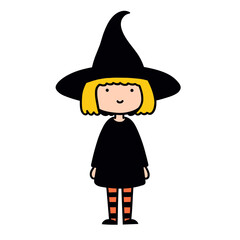 cartoon witch on white 