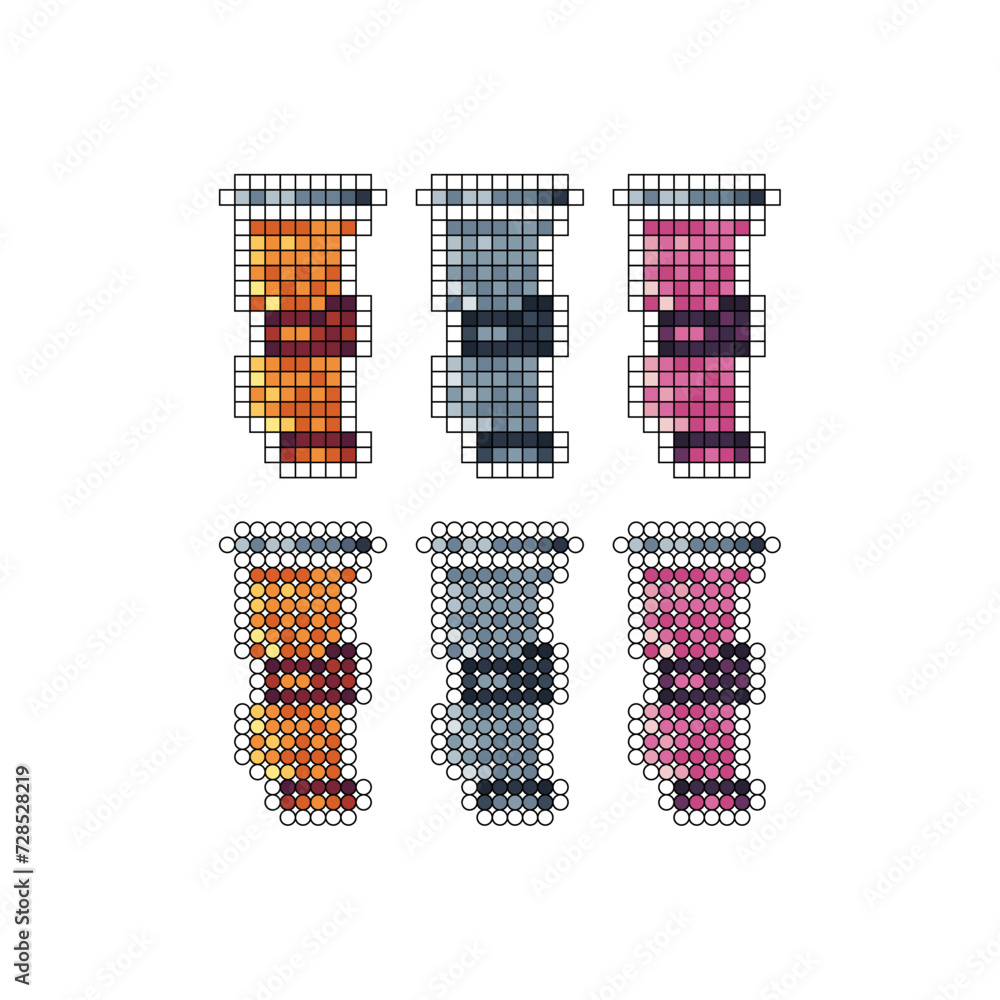 Aufkleber pixel art stroke sets icon of hanging banner logo variation color. hang banner icon on pixelated sty