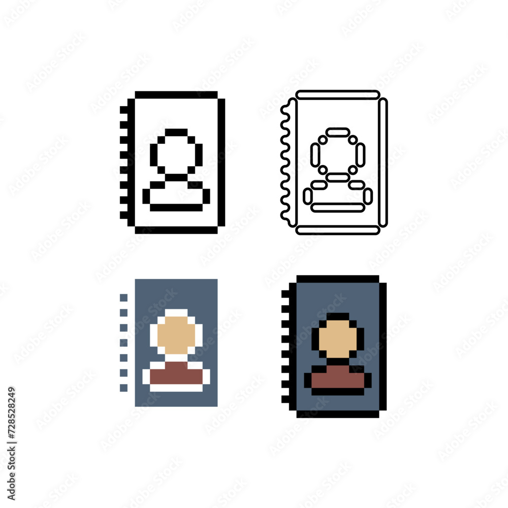 Poster pixel art outline sets icon of bookmark people logo variation color.bookmark icon on pixelated style
