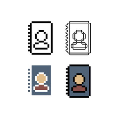 Pixel art outline sets icon of bookmark people logo variation color.Bookmark icon on pixelated style. 8bits Illustration, perfect for design asset element your game ui. Simple pixel art icon asset.