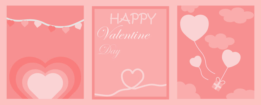 Happy Valentines Day typography poster or banner. Happy Valentine Day. Simple vector cover for social network