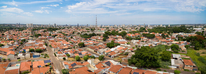 Aerial view of Campo Grande - MS, the capital of Mato Grosso do Sul state, Brazil. Residential area, nearby the neighborhoods Autonomista, Giocondo Orsi, Vila Rica, Monte Carlo.