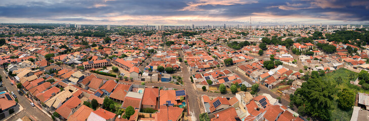 Aerial view of Campo Grande - MS, the capital of Mato Grosso do Sul state, Brazil. Residential area, nearby the neighborhoods Autonomista, Giocondo Orsi, Vila Rica, Monte Carlo.
