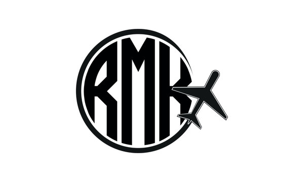 RMK three initial letter circle tour & travel agency logo design vector template. hajj Umrah agency, abstract, wordmark, business, monogram, minimalist, brand, company, flat, tourism agency, tourist