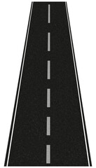 Asphalt Road Lane, Vertical Empty Black Cement Road highway with dotted line top view background,Isolated Roadway on white background,Vector illustration traffic route, direction and navigation