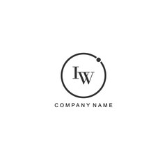 Initial IW letter management label trendy elegant monogram company