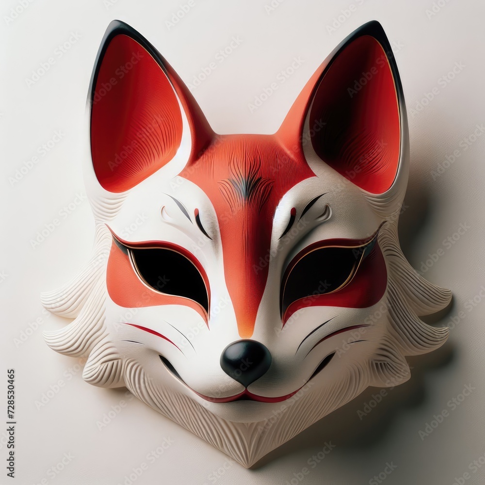 Wall mural red and white fox mask kitsune