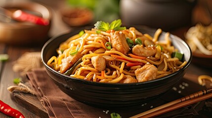 Chinese chicken Lo Mein. Generative AI
