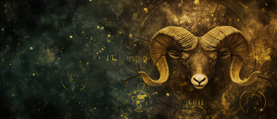 Zodiac Aries background, with empty copy space