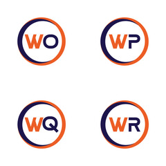 WO,P,W,WR Letter Logo Bundle Monogram set . icon, letter, vector, technology, business, art, symbol, set design .