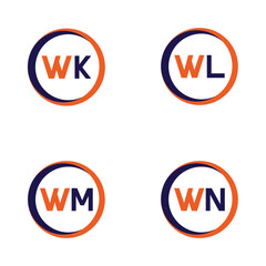 WK,WL,WM,WN Letter Logo Bundle Monogram set . icon, letter, vector, technology, business, art, symbol, set design .