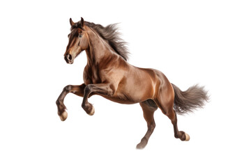 Fototapeta premium Single jumping horse isolated on white transparent background.