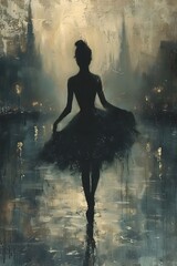 Dark silhouette of a Ballerina