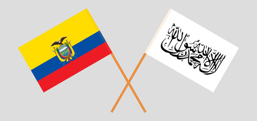 Crossed flags of Ecuador and Taliban. Official colors. Correct proportion