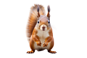 Cute squirrel isolated on white transparent background.