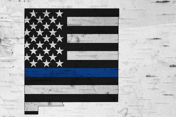 American thin blue line flag on map of New Mexico