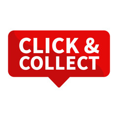 Click And Collect Text In Red Rectangle Shape For Promotion Business Marketing Social Media Information Announcement
