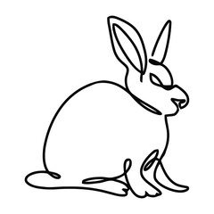 rabbit animal one line drawing vintage logo art custom icon mascot simple monochrome carrot