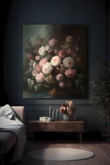 Garden of flower painting in a bed room 