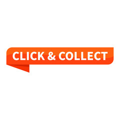 Click And Collect Text In Orange Ribbon Rectangle Shape For Promotion Business Marketing Social Media Information Announcement
