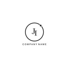 Initial JI letter management label trendy elegant monogram company