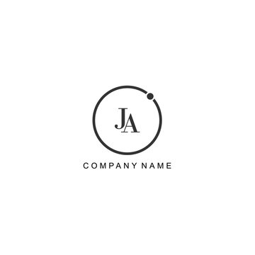 Initial JA letter management label trendy elegant monogram company