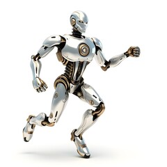 Fototapeta premium robot man running isolated on white background