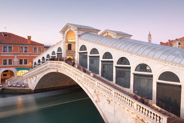 Fototapeta na wymiar Venice, Italy at the Rialto Bridge Over the Grand Canal
