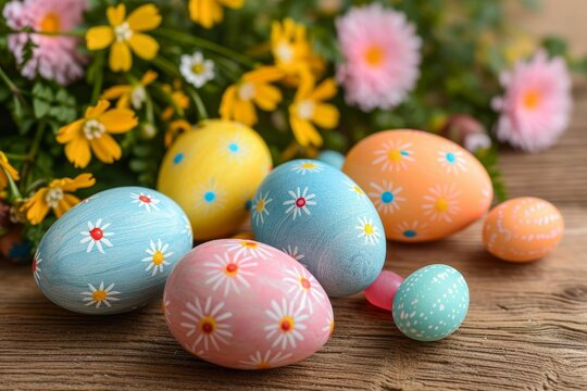 A colorful bouquet of intricately designed easter eggs brings the joy and freshness of spring indoors