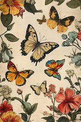 seamless pattern with butterflies and flowers