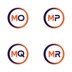 MO,MP,MQ,MR Letter Logo Bundle Monogram set . icon, letter, vector, technology, business, art, symbol, set design .