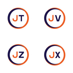 JT,JV,JZ,ZX  Letter Logo Bundle Monogram set . icon, letter, vector, technology, business, art, symbol, set design .