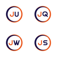  JU,JQ,JW,JS Letter Logo Bundle Monogram set . icon, letter, vector, technology, business, art, symbol, set design .