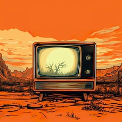 old tv with screen