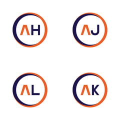 AH,AJ,AL,AK  Letter Logo Bundle Monogram set . icon, letter, vector, technology, business, art, symbol, set design .