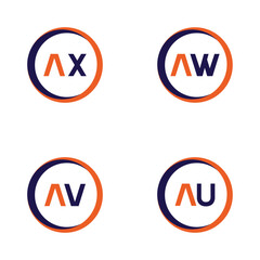 AX,AW,AV,AU  Letter Logo Bundle Monogram set . icon, letter, vector, technology, business, art, symbol, set design .