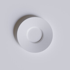 Empty plate white color and realistic texture with abstract white background