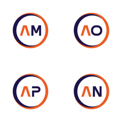 AM,AO,AP,AN   Letter Logo Bundle Monogram set . icon, letter, vector, technology, business, art, symbol, set design .